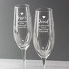 Personalised Hand Cut Heart Celebration Pair of Flutes with Gift Box