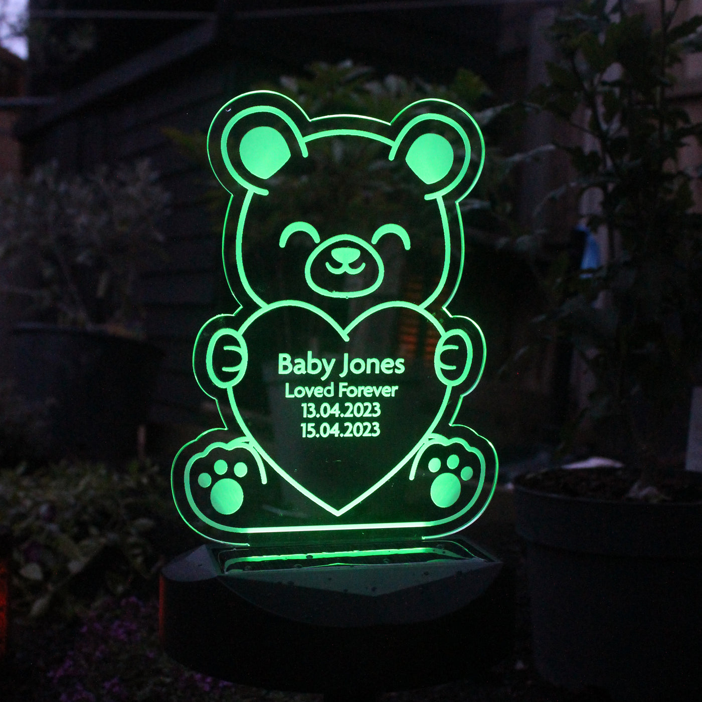 Personalised Bear Memorial Outdoor LED Solar Night Light