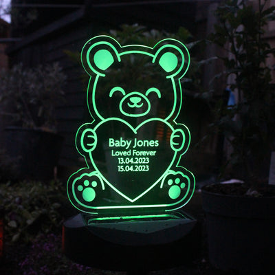 Personalised Bear Memorial Outdoor LED Solar Night Light