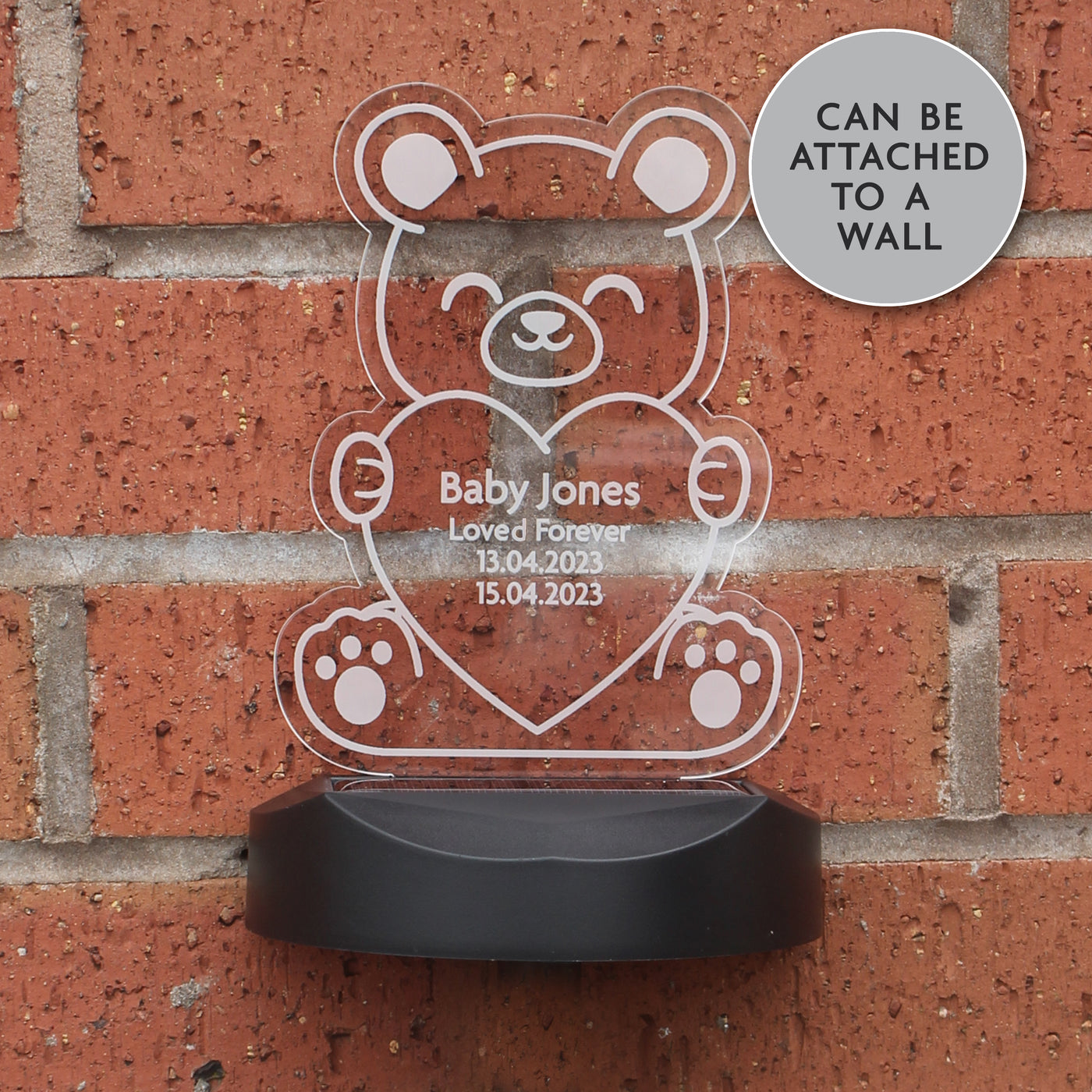 Personalised Bear Memorial Outdoor LED Solar Night Light