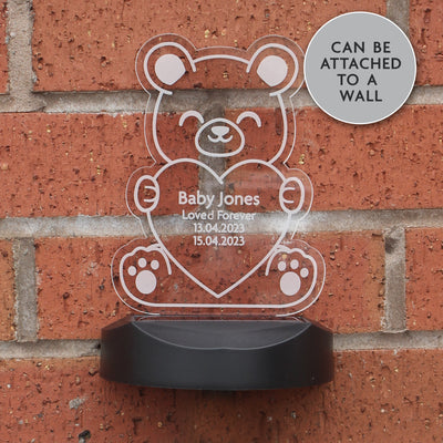 Personalised Bear Memorial Outdoor LED Solar Night Light