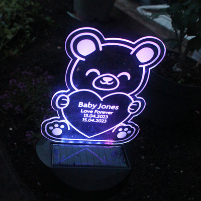 Personalised Bear Memorial Outdoor LED Solar Night Light