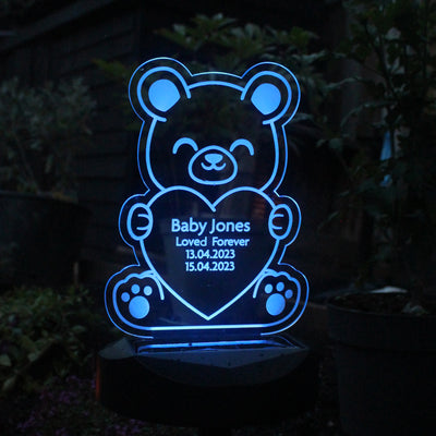 Personalised Bear Memorial Outdoor LED Solar Night Light