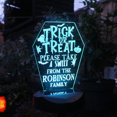 Personalised Trick or Treat Halloween Solar Light