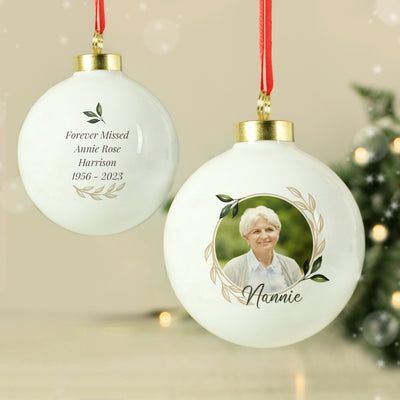 Personalised Photo Upload Memorial Bauble