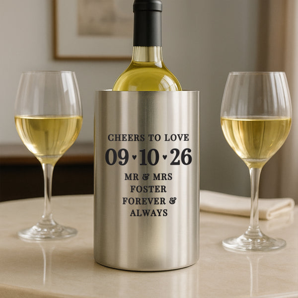 Personalised Big Date Brushed Stainless Steel Wine Cooler