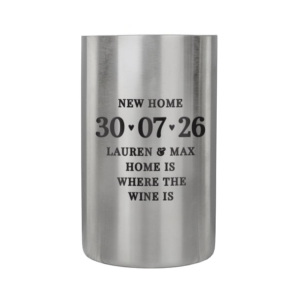 Personalised Big Date Brushed Stainless Steel Wine Cooler