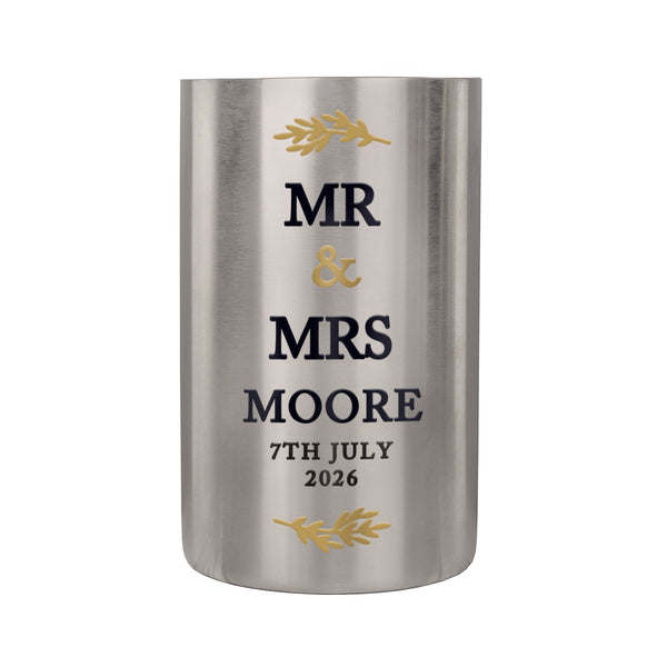 Personalised Couples Brushed Stainless Steel Wine Cooler