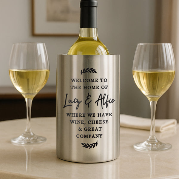 Personalised Free Text Brushed Stainless Steel Wine Cooler