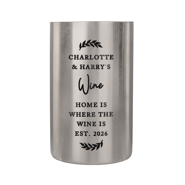 Personalised Free Text Brushed Stainless Steel Wine Cooler