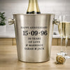 Personalised Big Date Brushed Stainless Steel Ice Bucket