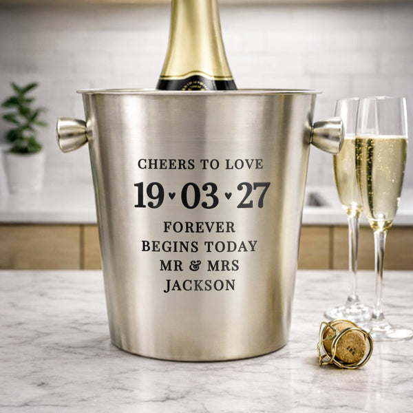 Personalised Big Date Brushed Stainless Steel Ice Bucket