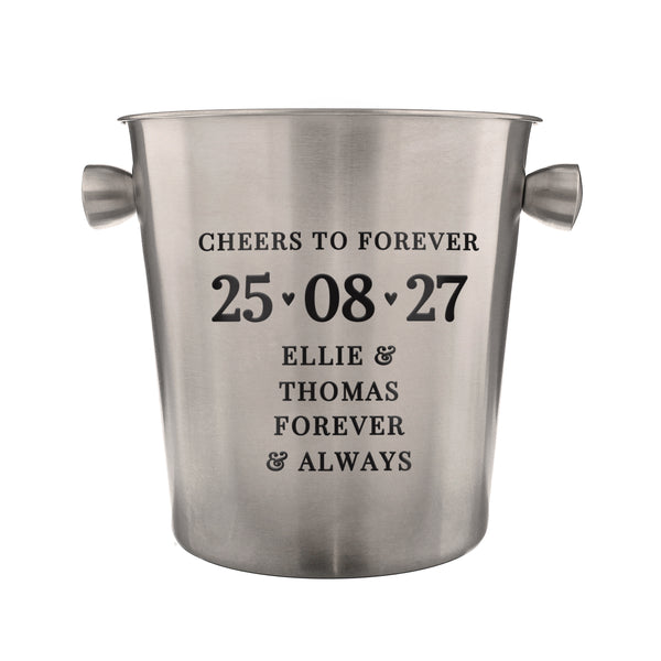 Personalised Big Date Brushed Stainless Steel Ice Bucket
