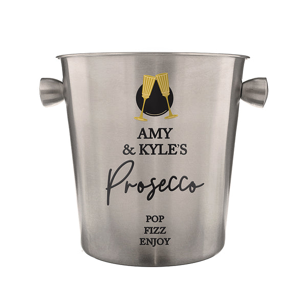 Personalised Flutes Brushed Stainless Steel Ice Bucket