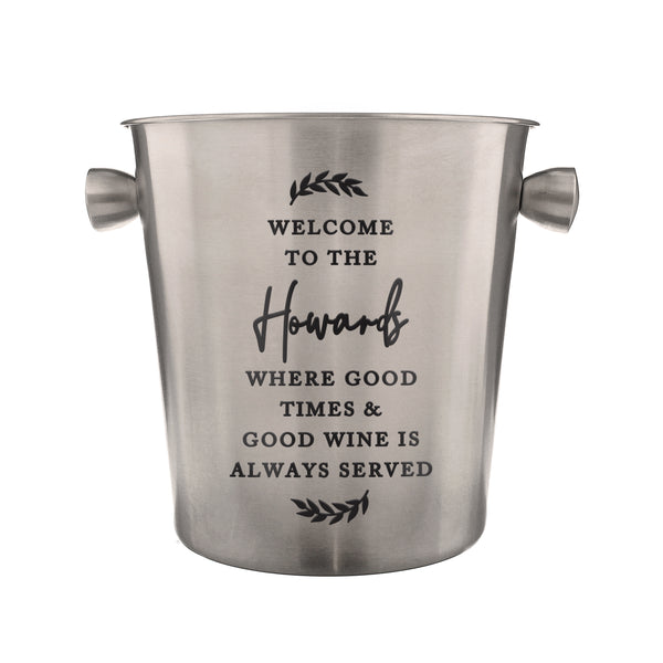 Personalised Free Text Brushed Stainless Steel Ice Bucket