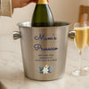 Personalised Blue Floral Brushed Stainless Steel Ice Bucket