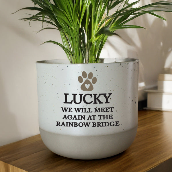 Personalised Pet Memorial Flecked Ceramic Indoor Plant Pot