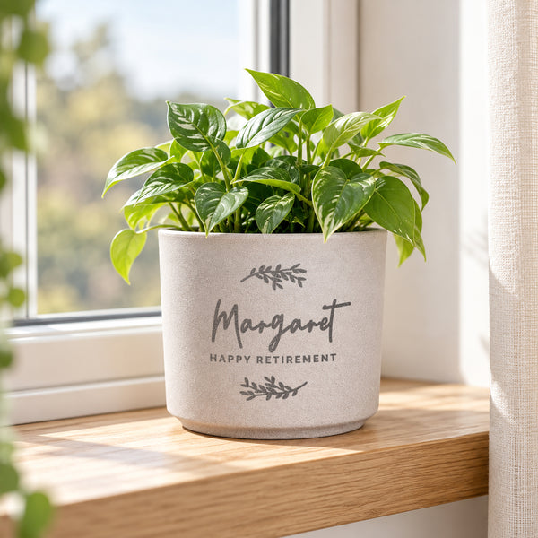 Personalised Botanical Flecked Ceramic Indoor Plant Pot