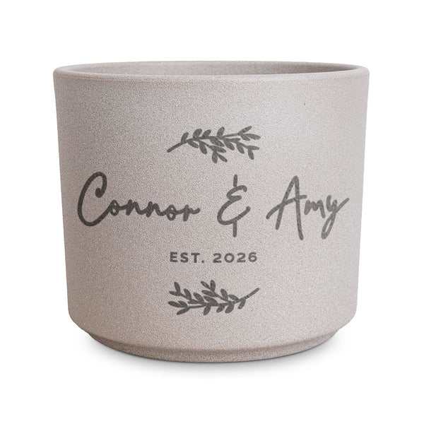 Personalised Botanical Flecked Ceramic Indoor Plant Pot
