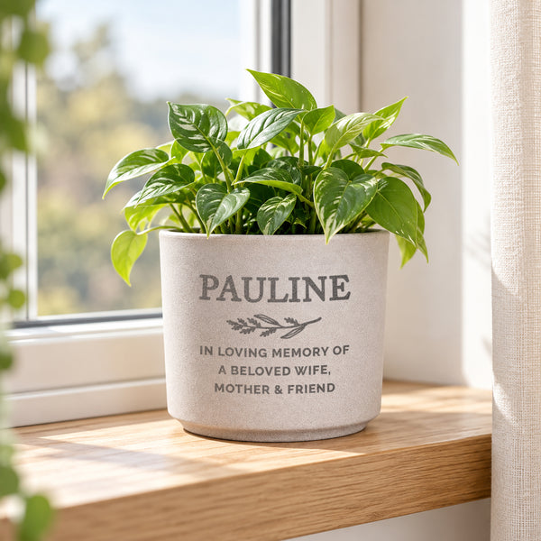 Personalised Memorial Flecked Ceramic Indoor Plant Pot