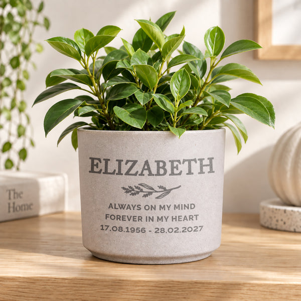 Personalised Memorial Flecked Ceramic Indoor Plant Pot