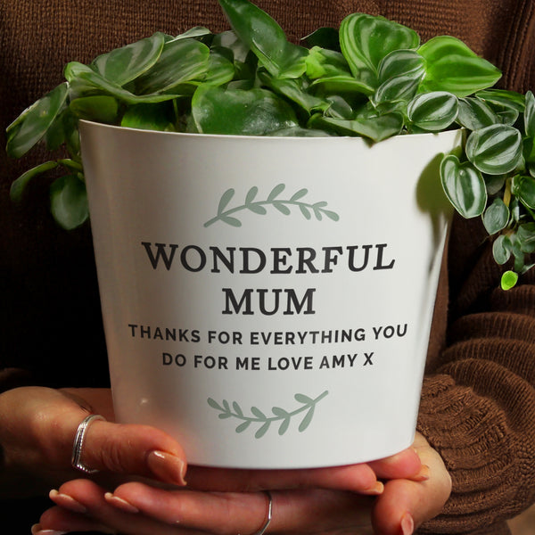 Personalised Wreath Large Ceramic Plant Pot