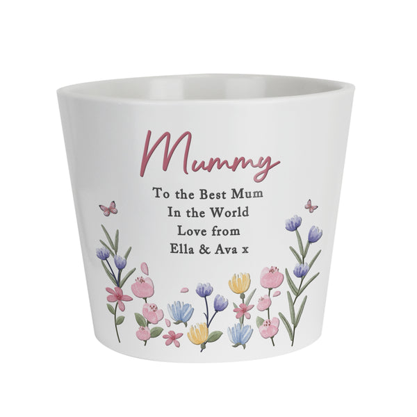 Personalised Pretty Floral Large Ceramic Plant Pot