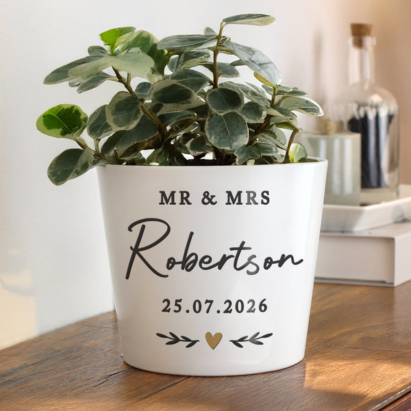 Personalised Gold Heart Large Indoor Ceramic Plant Pot