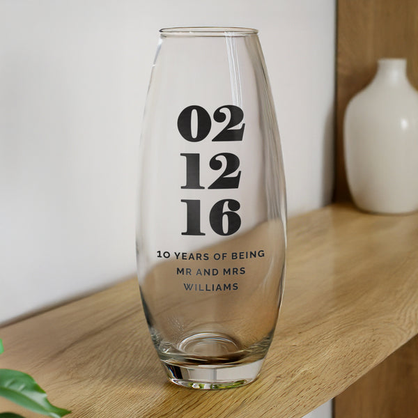 Personalised Special Date Bullet Glass Vase