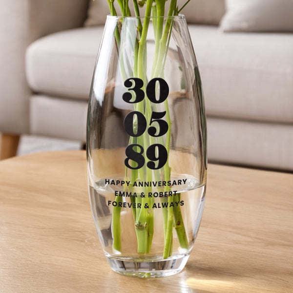 Personalised Special Date Bullet Glass Vase