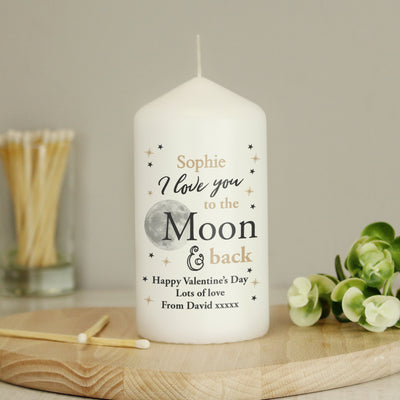 Personalised To the Moon and Back... Wax Pillar Candle