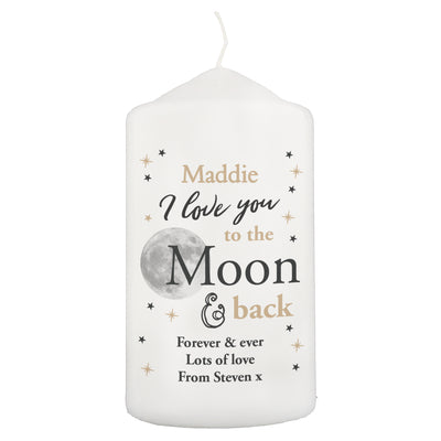 Personalised To the Moon and Back... Wax Pillar Candle