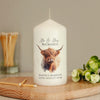 Personalised Highland Cow Wax Pillar Candle