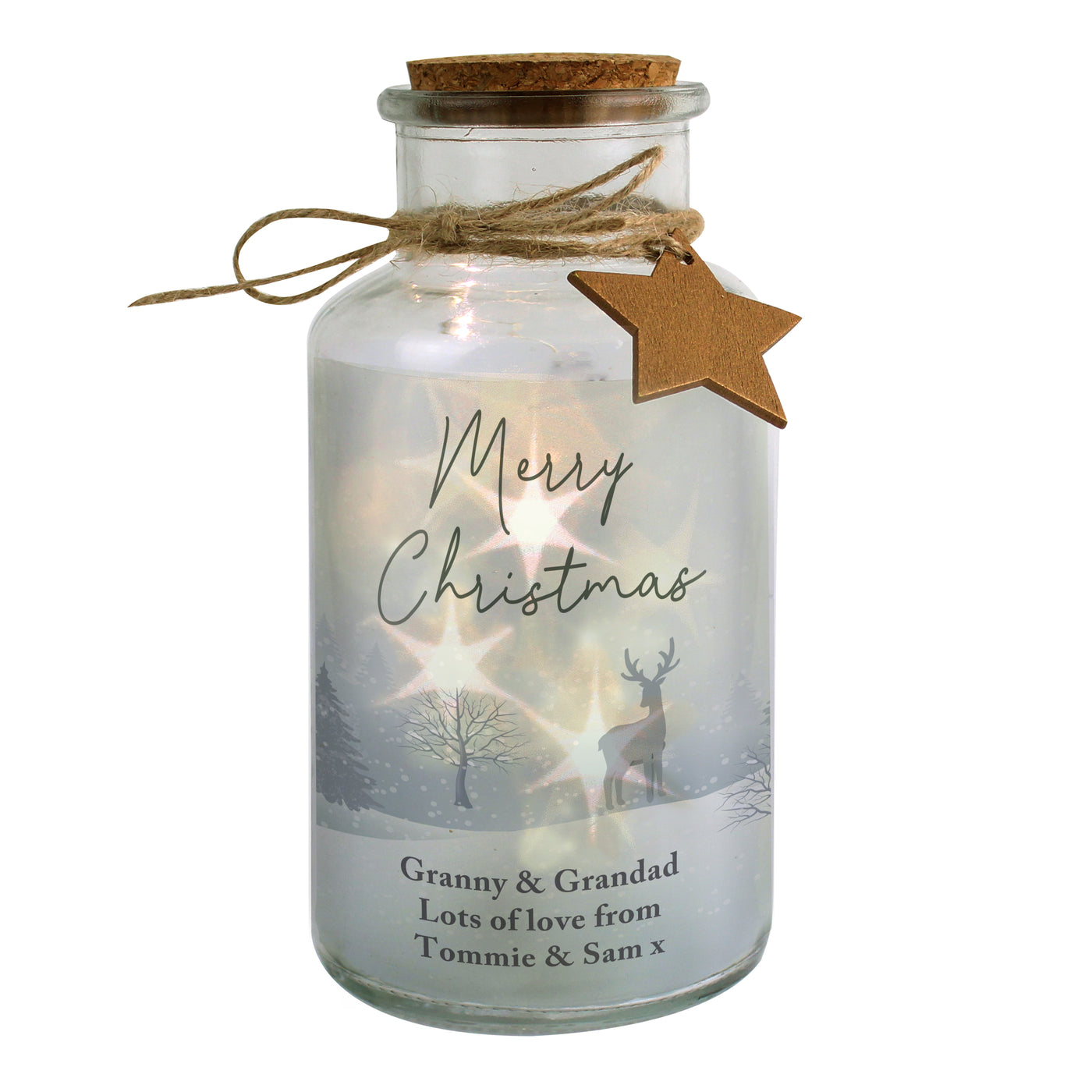 Personalised Merry Christmas LED Glass Jar