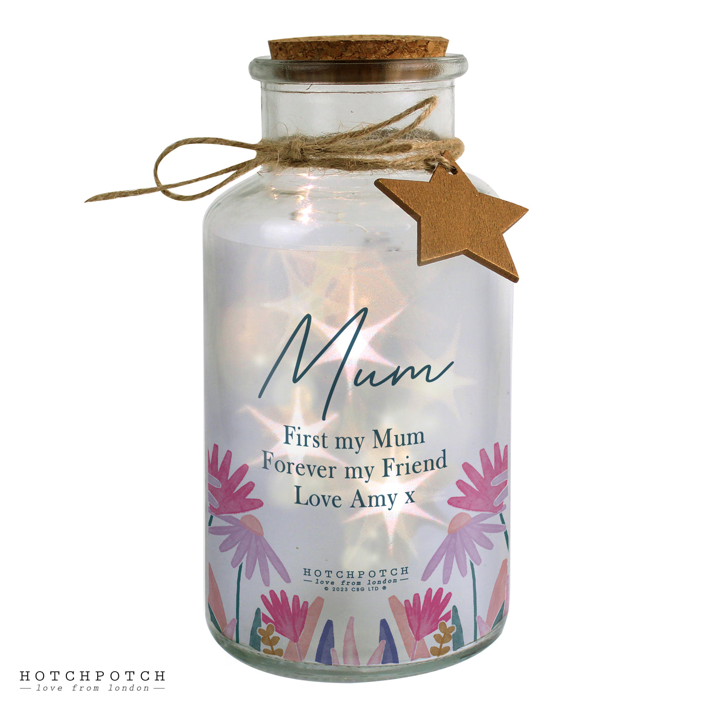 Personalised Wild Flower LED Glass Jar