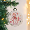 Personalised Unicorn Christmas Glass Bauble