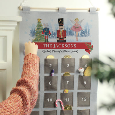 Personalised Felt Nutcracker Advent Calendar In Silver Grey