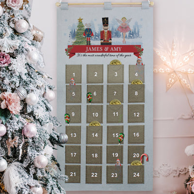 Personalised Felt Nutcracker Advent Calendar In Silver Grey