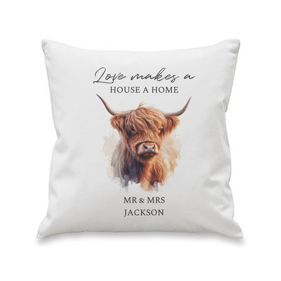 Personalised Highland Cow Filled Cushion