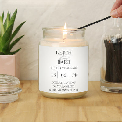 Personalised Couples Large Scented Jar Wax Candle