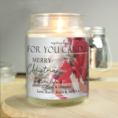 Personalised Merry Christmas Large Scented Jar Wax Candle