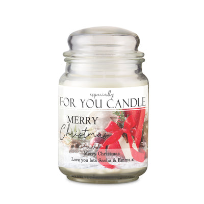 Personalised Merry Christmas Large Scented Jar Wax Candle