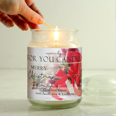 Personalised Merry Christmas Large Scented Jar Wax Candle