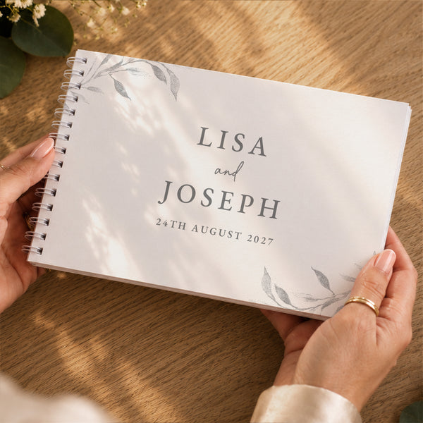 Personalised Botanical Off White Wedding Guest Book