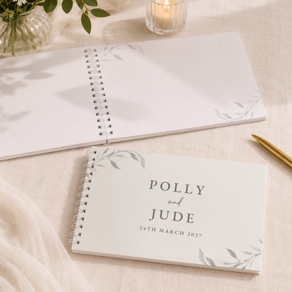 Personalised Botanical Off White Wedding Guest Book