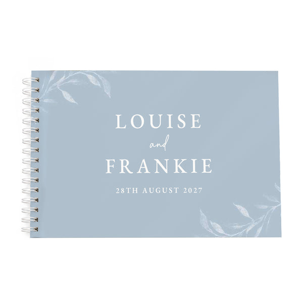 Personalised Botanical Baby Blue Wedding Guest Book
