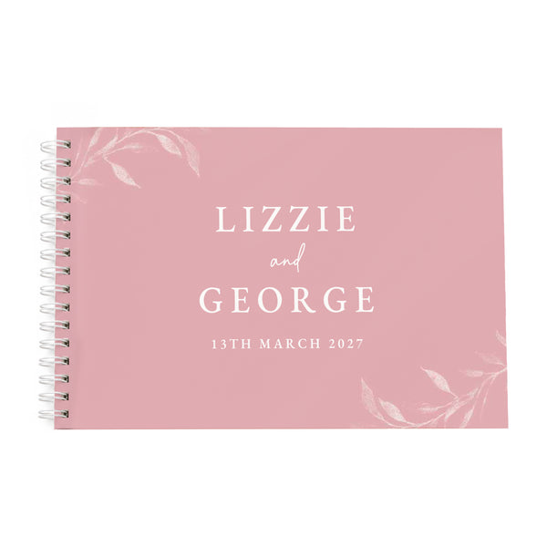 Personalised Botanical Soft Pink Wedding Guest Book