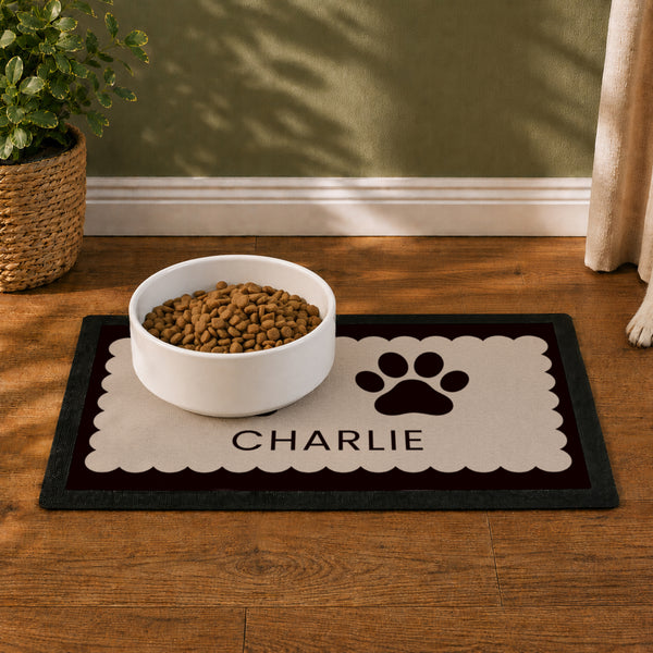 Personalised Paw Prints Pet Bowl Mat Non Slip