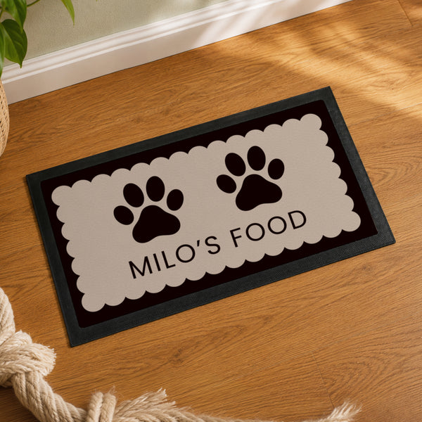 Personalised Paw Prints Pet Bowl Mat Non Slip