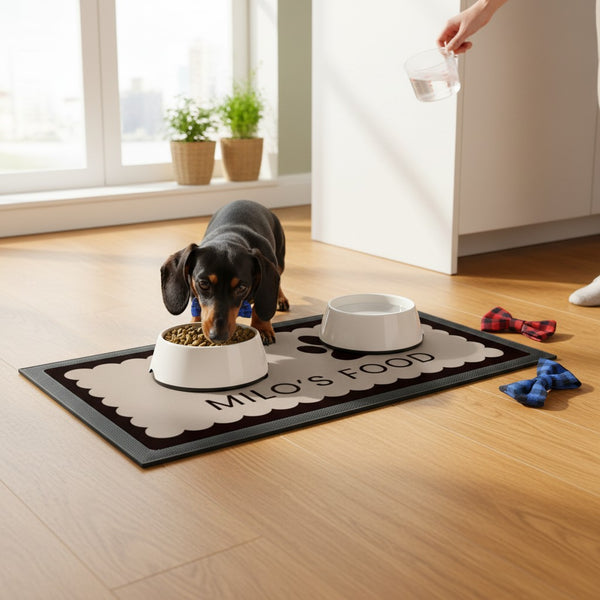Personalised Paw Prints Pet Bowl Mat Non Slip